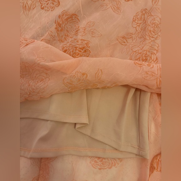 VTG Y2K Rampage Peachy Coral Slip Midi Dress Criss Cross Back Sparkly Fairycore - Picture 9 of 10